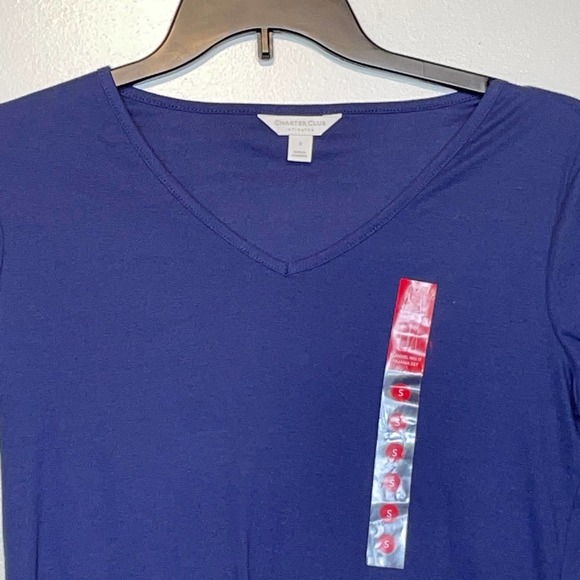 Charter Club V-Neck cotton blend pajama T-Shirt Navy, small - Picture 3 of 7
